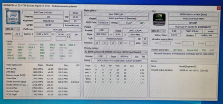 PŁYTA GŁÓWNA ACER ASPIRE E5-573G F5-571G EXTENSA 2511G i5-4210U DA0ZRTMB6D0