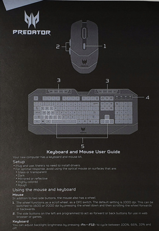 NEW ACER PREDATOR USB KEYBOARD AND MOUSE ENGLISH