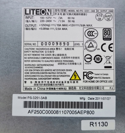NEW LITEON PS-3251-3AB 250W POWER SUPPLY ACER ASPIRE Z5801