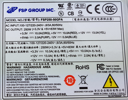 NEW FSP GROUP POWER SUPPLY FSP250-50GPA 250W 80+