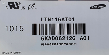 NEW LCD MATRIX 11.6" SAMSUNG LTN116AT01 ACER ASPIRE 1410 1430 1551 1810 1830 1420 1425 1820 1825