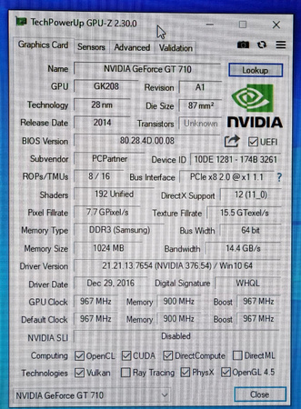 GRAPHICS CARD GEFORCE GT710 1GB HDMI LOW PROFI